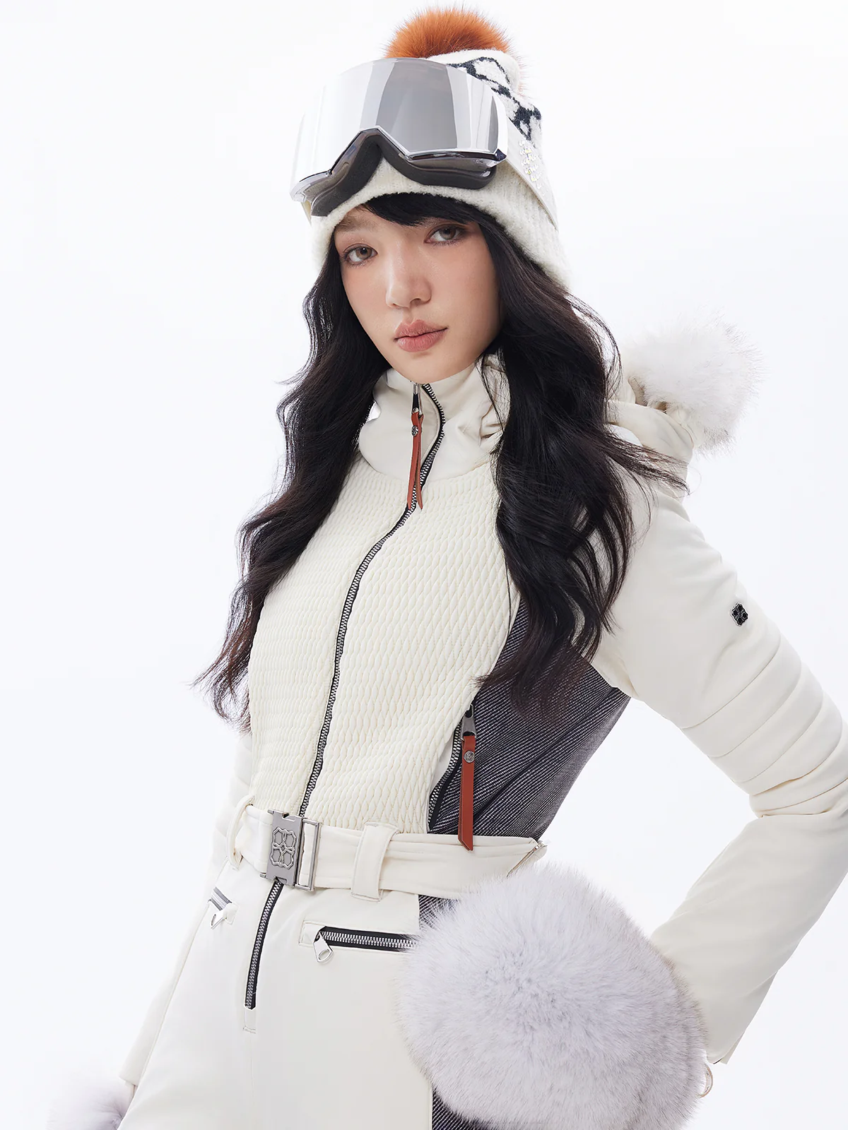 Ferra Faux Fur Down Ski Suit - Image 4